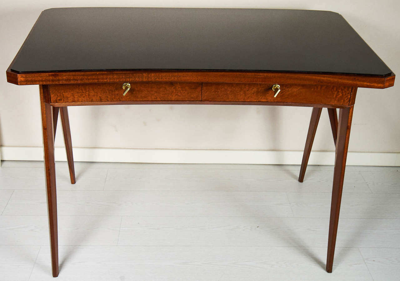 Elegant Italian 1950s Curved Writing Desk by Dassi at 1stdibs
