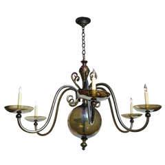 Hand-Blown French Smoked Glass Baroque Style Chandelier