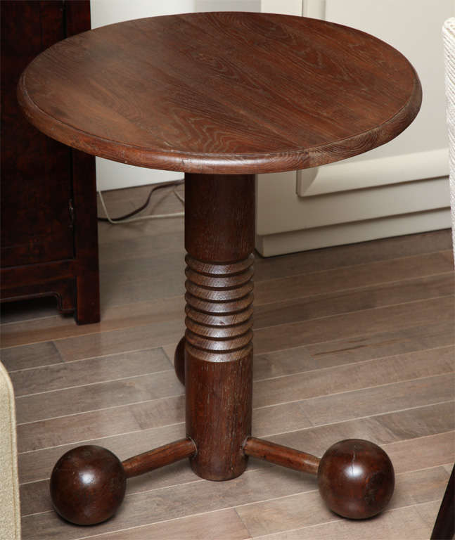 Mid-20th Century French oak table with triple ball base, c. 1940