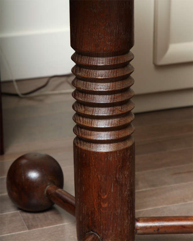 French oak table with triple ball base, c. 1940 4