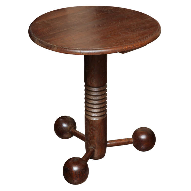 French oak table with triple ball base, c. 1940