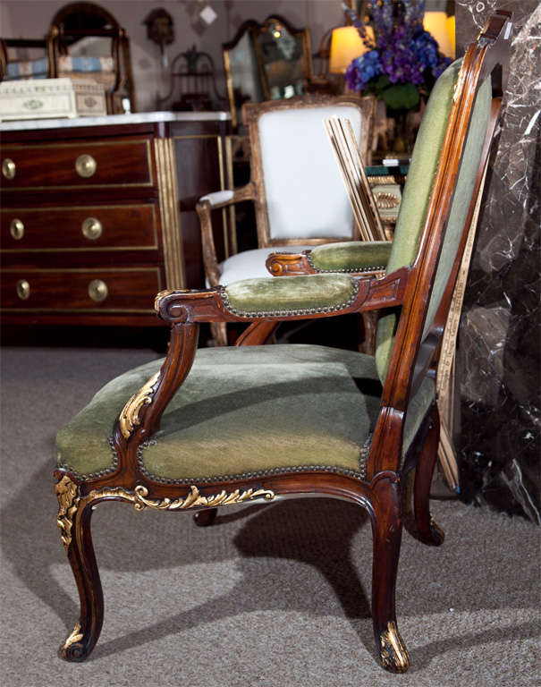 Pair of Walnut Carved Armchairs 1