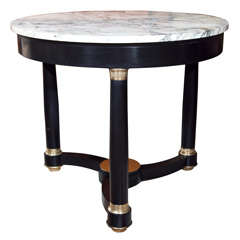 Ebonized Center Table with White Marble Top Manner of Jansen 5