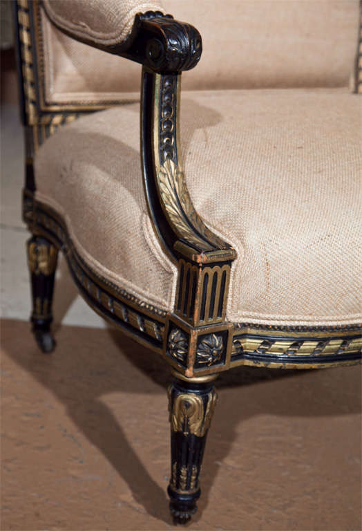 French Louis XVI Style Ebonized Armchair by Jansen In Good Condition In Stamford, CT