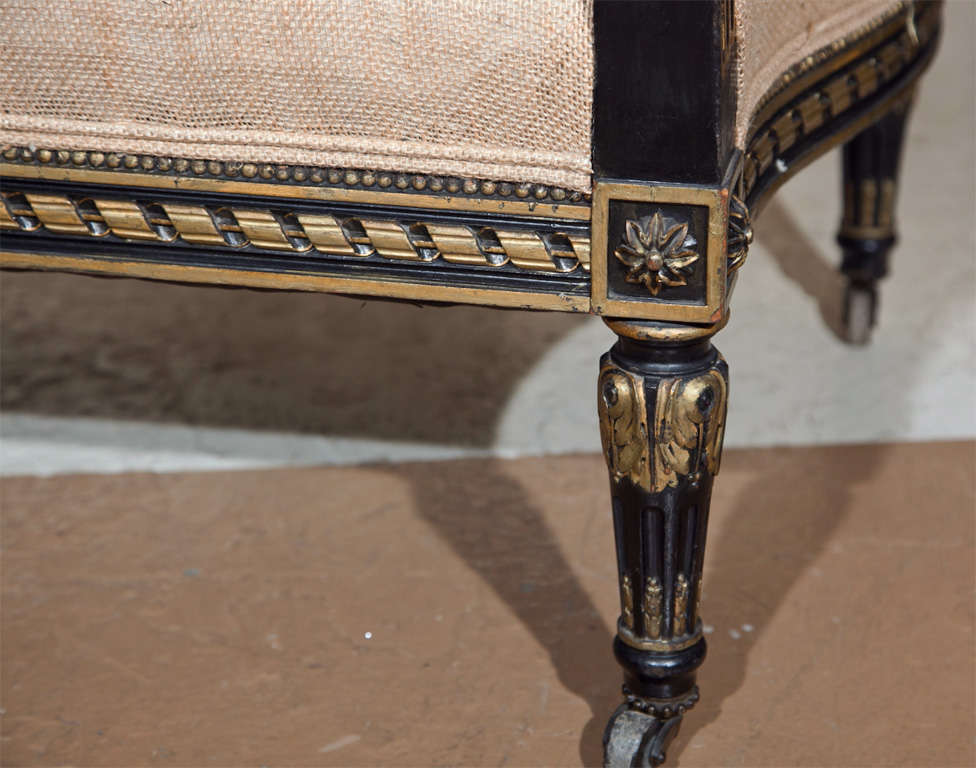 French Louis XVI Style Ebonized Armchair by Jansen 2