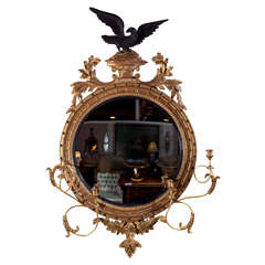 Vintage Federal Style Girandole Convex Mirror