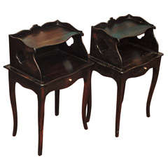 Pair of French Ebonized Side Tables