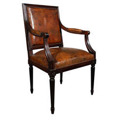 Louis XVI Wood and Leather Desk Chair