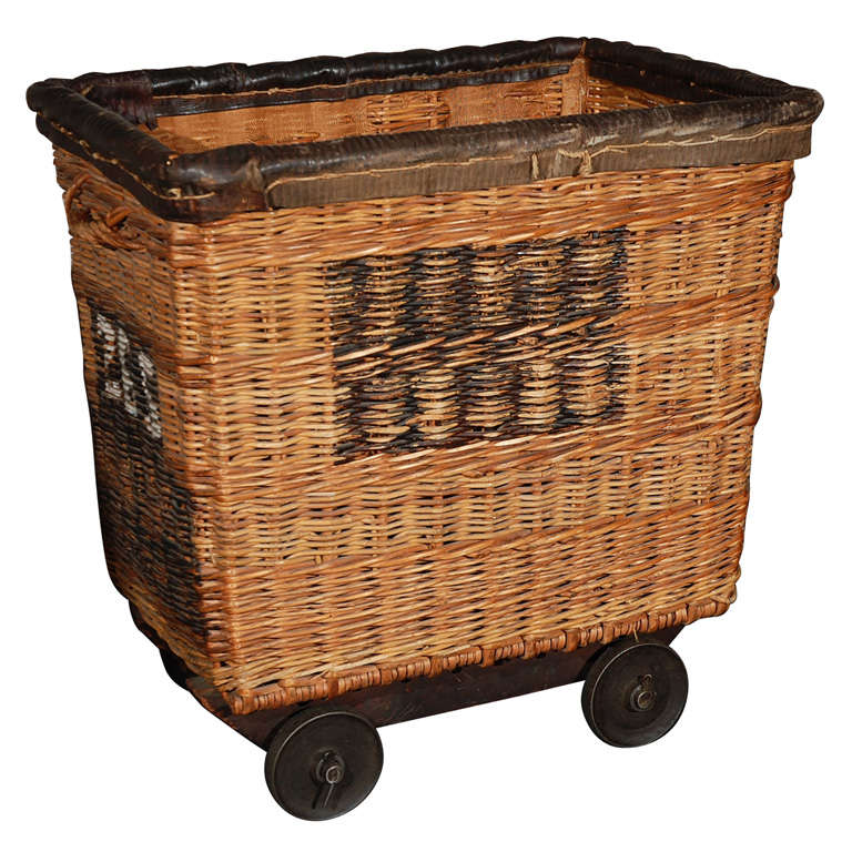 Vintage French Hotel Laundry Cart