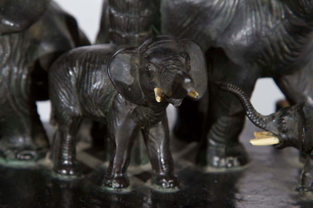 Mid-20th Century Vintage Cast Iron Elephant Lamp
