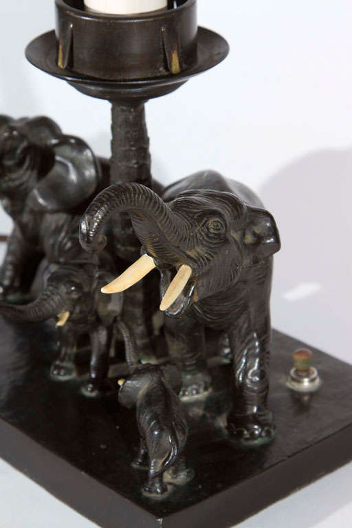 Vintage Cast Iron Elephant Lamp 1