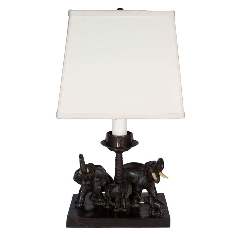 Vintage Cast Iron Elephant Lamp