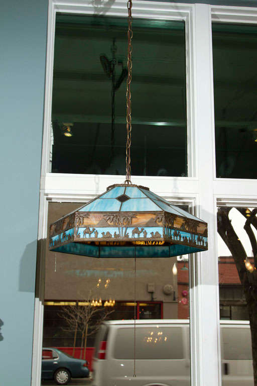 Mid-20th Century Stained Glass Hanging Light