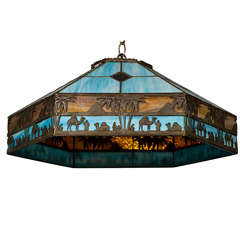 Vintage Stained Glass Hanging Light