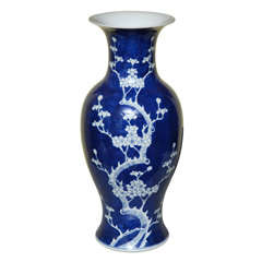 Blue and White Chinese Porcelain Baluster Vase, Early 20th Century