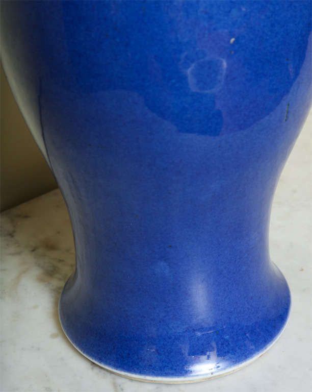 Antique Chinese Baluster Shaped Powder Blue Porcelain Vase, 19th Century In Excellent Condition In New York, NY