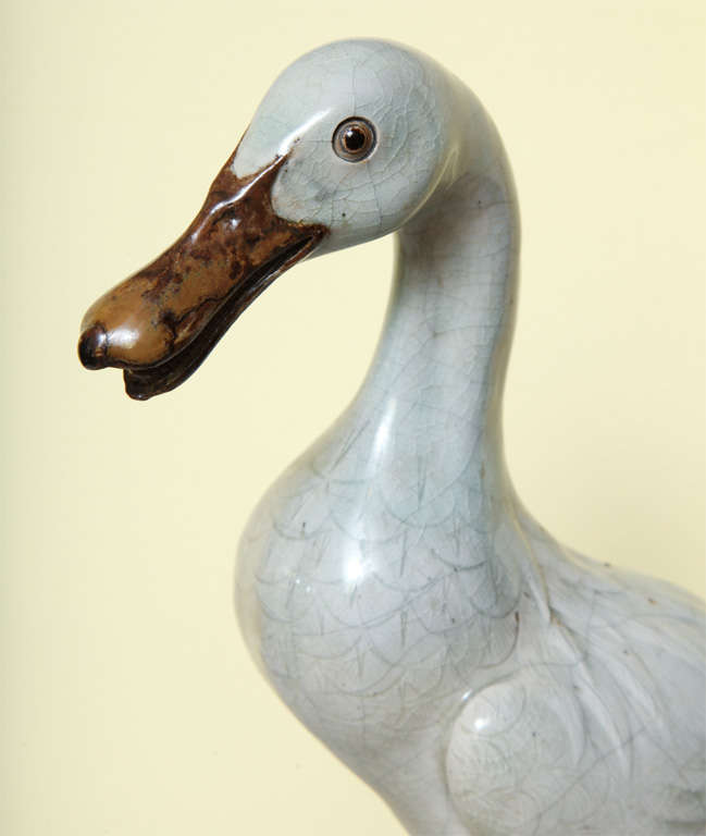 Antique Chinese celadon glazed stoneware duck, 19th century In Good Condition In New York, NY