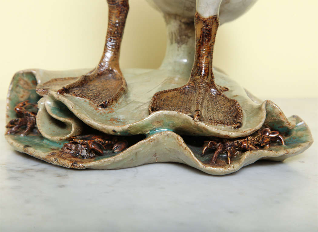Stoneware Antique Chinese celadon glazed stoneware duck, 19th century