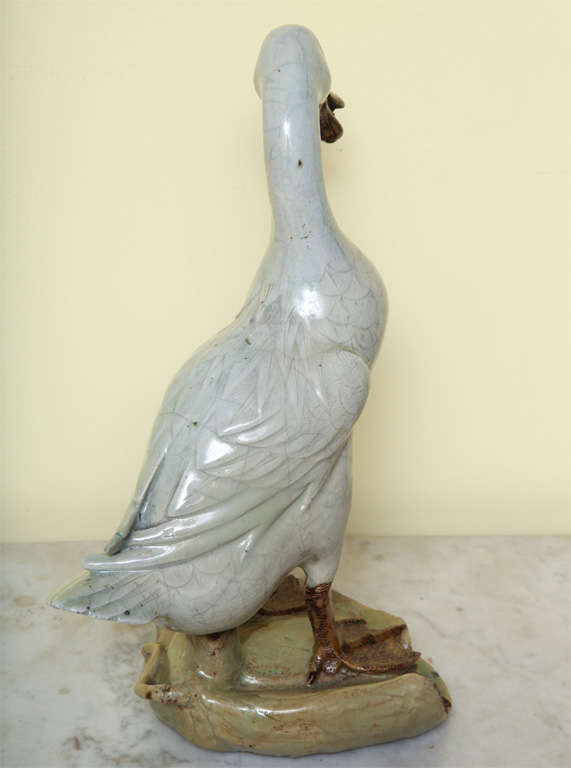 Antique Chinese celadon glazed stoneware duck, 19th century 2