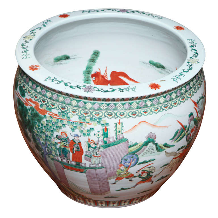 Chinese Famille Verte Porcelain Fishbowl 20th Century