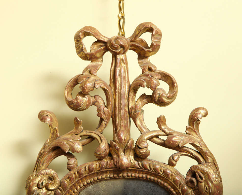 English Antique Chippendale Period Carved Giltwood Girandole c.1770