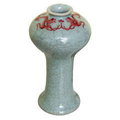 Antique Chinese crackle glazed claire de lune porcelain vase