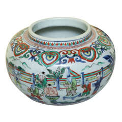 Wucai Style Porcelain Vase with Five Color Glaze, 20th Century