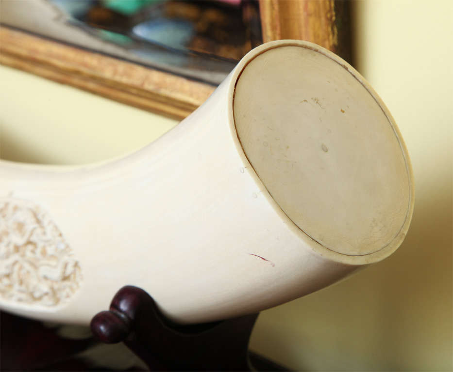 Antique Chinese carved elephant ivory garniture of three tusks at