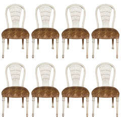 Antique A Set of Eight White Painted Dining Chairs