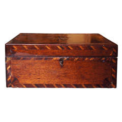 French inlaid wooden sewing box