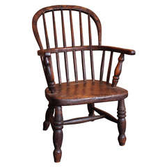 Antique English Windsor Ash and Elm Childs Armchair