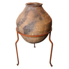 French Earthenware storage urn on stand French Earthenware storage urn on stand