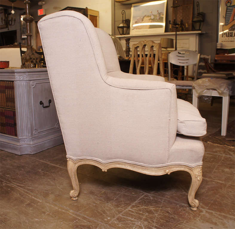 Louis XV Style Wing Armchair In Good Condition For Sale In Sheffield, MA