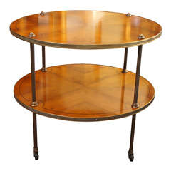 English Brass And Yew Wood Trolley