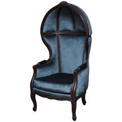 Blue Velvet Canopy Chair