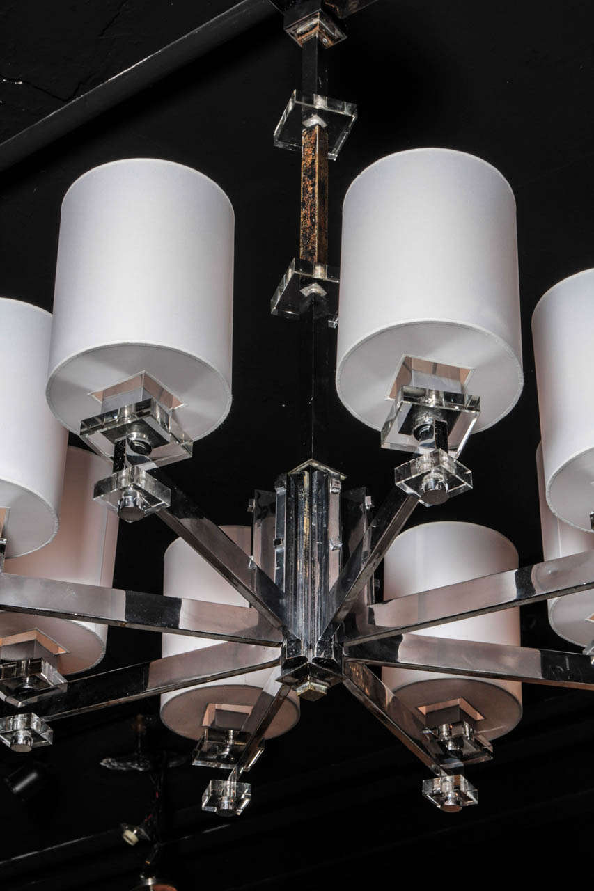 Mid-20th Century Chandelier by Jacques Adnet, 1940's For Sale