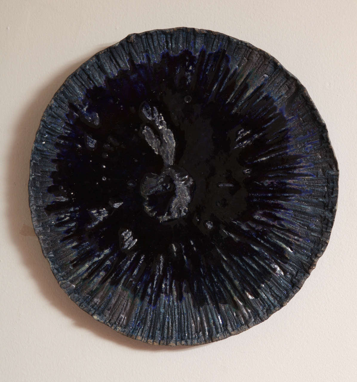 Modern Dark Navy Blue Contemporary Porcelain Disks by Freddy Borges
