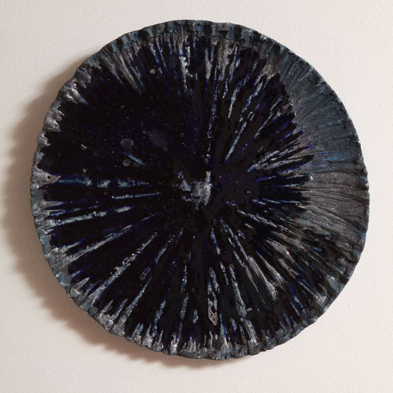 American Dark Navy Blue Contemporary Porcelain Disks by Freddy Borges