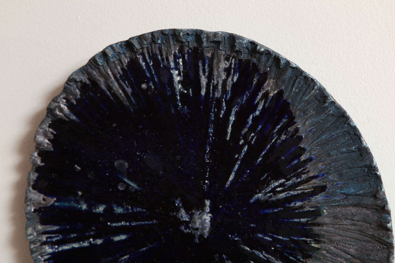 Dark Navy Blue Contemporary Porcelain Disks by Freddy Borges 2