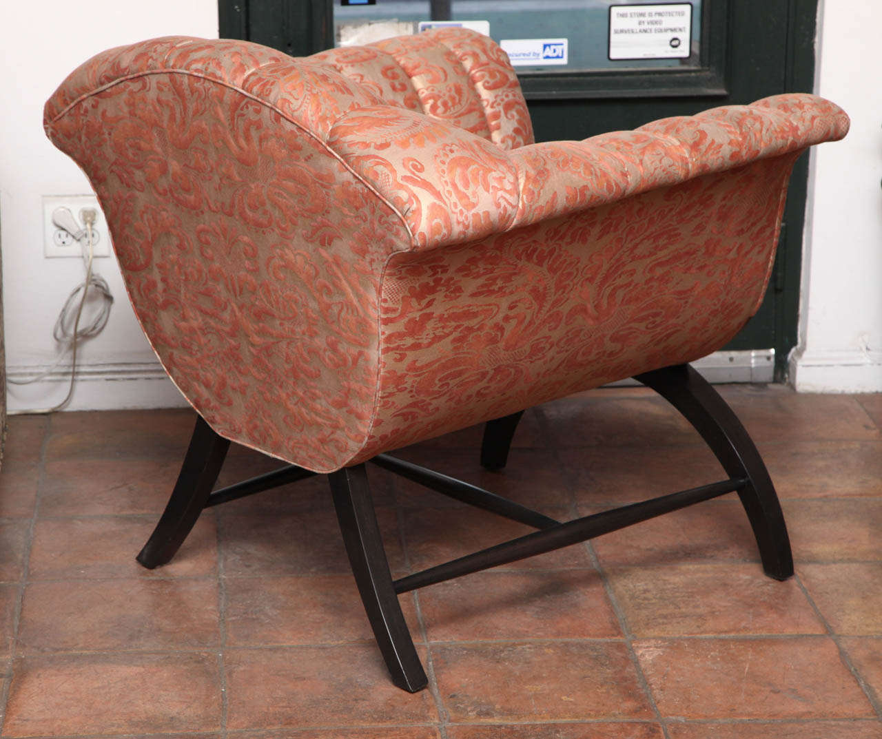 Neoclassical Bergere Chair Updated with Fortuny Textile, Circa 1890 1