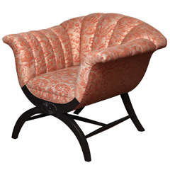 Neoclassical Bergere Chair Updated with Fortuny Textile, Circa 1890