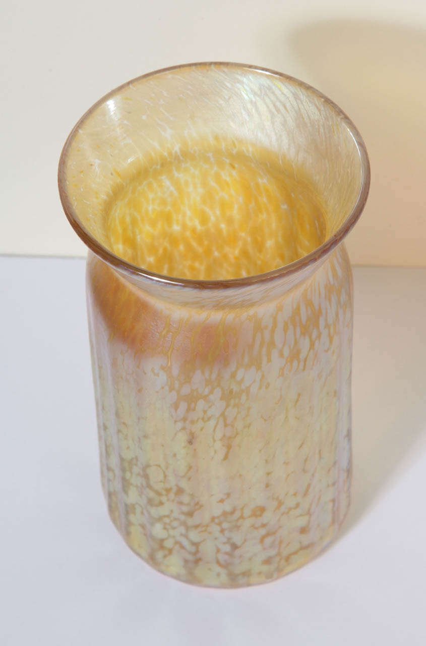 Victorian Vintage English  Iridescent Amber Vase C. 1999