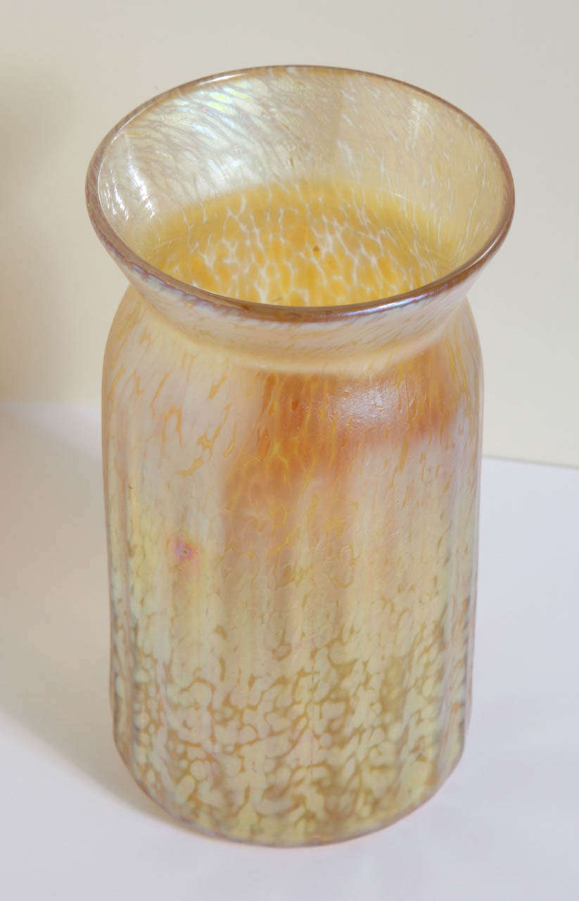 British Vintage English  Iridescent Amber Vase C. 1999