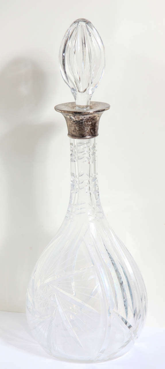 silver and crystal wine decanter