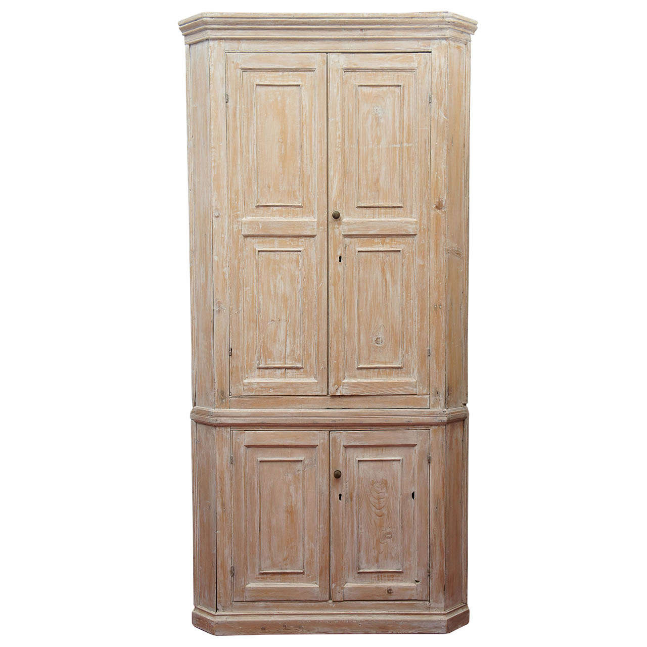 Early American Two-Part Pine Corner Cupboard