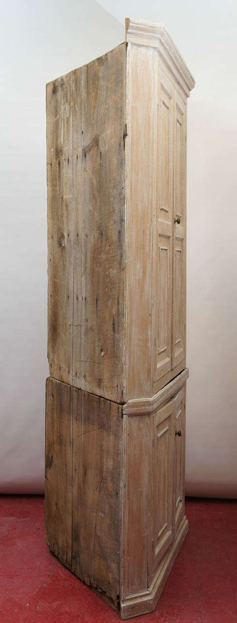 Early American Two-Part Pine Corner Cupboard 2