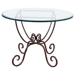 Iron and Glass Round Garden Table