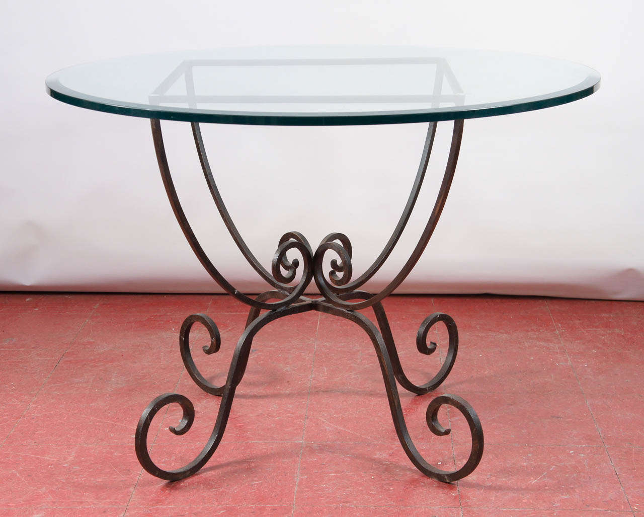Rococo Iron and Glass Round Garden Table