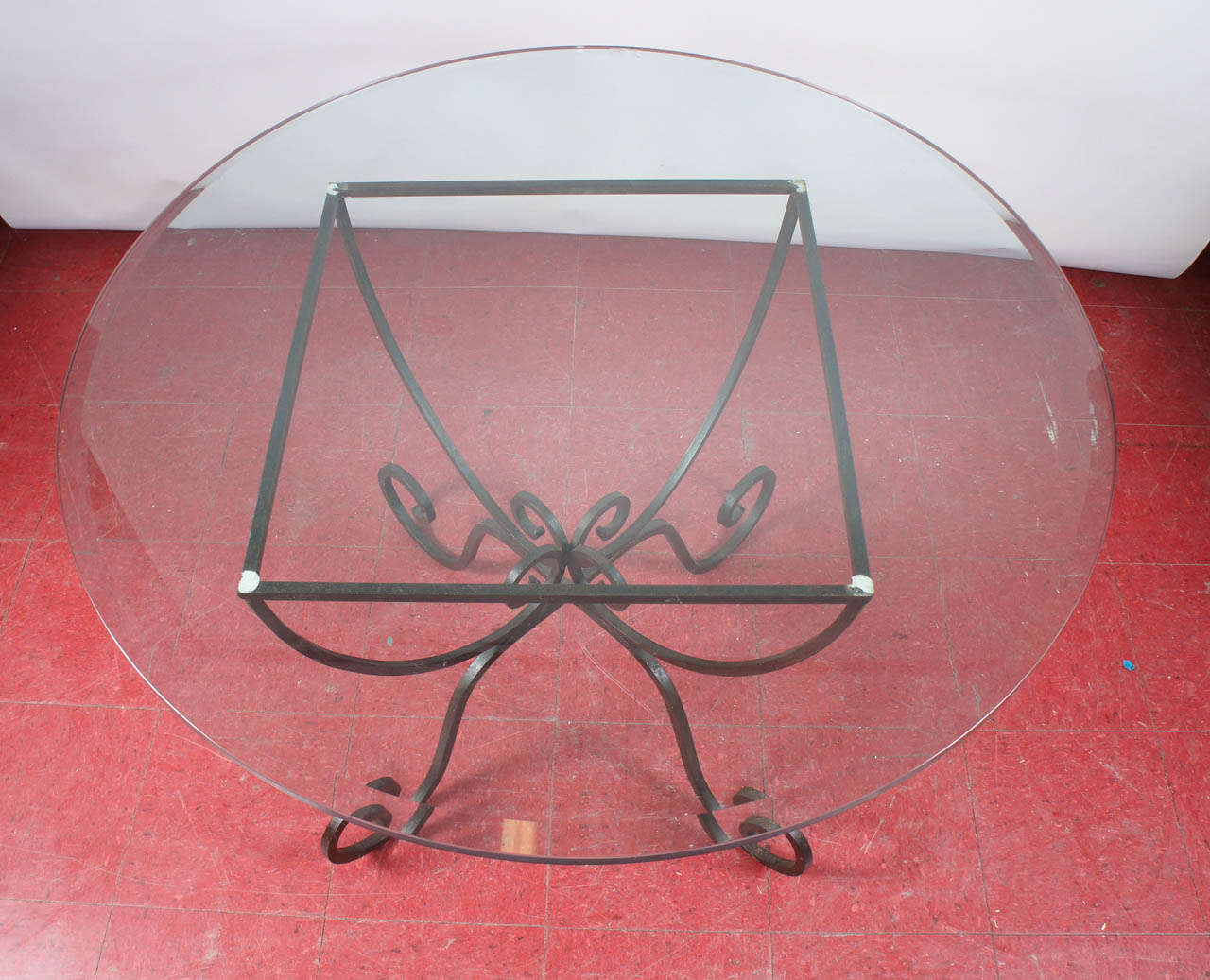 Iron and Glass Round Garden Table In Good Condition In Sheffield, MA
