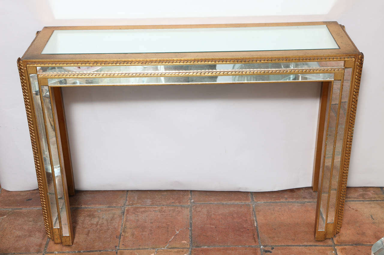 Mirrored and Gilded Wood Console Table